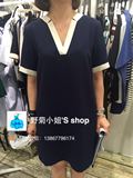 现货韩国正品代购2016夏季女装新款awesome净版V领拼接连衣裙