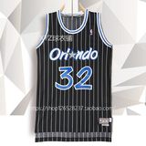 正品魔术队32号奥尼尔sW刺绣版球衣篮球服复古经典黑白色蓝色