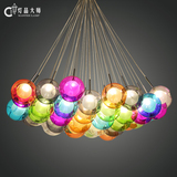 创意吊灯餐厅儿童房吊灯彩色玻璃球泡泡吊灯球中球双罩玻璃球