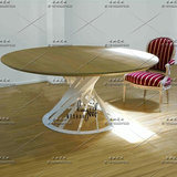 北欧实木圆形餐桌铁艺 简约工作桌个性洽谈桌圆桌 设计师创意家具