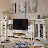 罗曼世家六抽美式乡村电视柜 简约现代客厅地柜 小户型白色电视柜