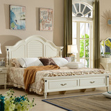 美式双人床1.8米 简约白色成人1.5米床 欧式实木床卧室套房储物床