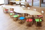多层实木板早教儿童学习桌画画游戏长方桌扇形桌木制培训幼儿园桌