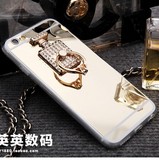 日韩苹果6S手机壳镜面水钻奢华iphone6plus保护套 5s指环扣支架壳