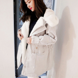 韩国冬季新款棉衣中长款加棉连帽棉服宽松显瘦大码纯色时尚外套女