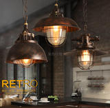 工业风网咖复古铁艺吊灯美式loft酒吧咖啡餐厅锅盖吧台重金属吊灯