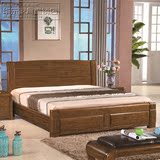 实木床储物高箱床胡桃木纯原木床1.5米 1.8米双人床高端黑胡桃床