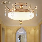 水晶吊灯创意过道灯欧式锌合金吸顶灯 圆形客厅卧室灯玄关小吊灯