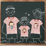 亲子装夏装2016新款海边度假三口母女纯棉红色条纹短袖T恤全家装