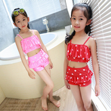 韩国儿童游泳衣女童女孩公主比基尼中大童分体裙式平角裤泳装套装