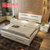 琪琪家园现代简约板式床白色烤漆双人床 时尚创意一米五床1.8m床