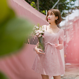 mimius2016夏季新款韩版中长款甜美高腰连衣裙公主裙女显瘦M5992