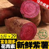 广西农家特产紫薯 新鲜地瓜现挖番薯 紫心沙地红薯包邮 5斤装特价