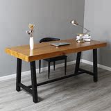 北欧实木长方形饭桌原木做旧咖啡桌休闲美式长桌复古餐桌椅子