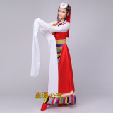 广场舞藏族舞蹈表演服装少数民族演出服长款水袖舞台服饰女大摆裙