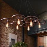 复古吊灯铁艺车轮工业个性酒吧台咖啡厅网吧loft北欧创意吊灯具