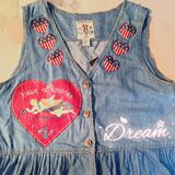 【售空】vintage美国制《爱心天使》立体手工绘画牛仔软妹连衣裙