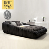 韩式皮床1.8米双人床头层皮真皮床卧室小户型现代简约婚床1.5软床