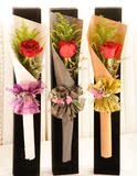 红玫瑰康乃馨单支鲜花礼盒一枝三朵上海同城情人母亲节生日礼物