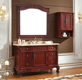 欧式橡木落地式浴室柜组合美式户型大理石卫生间实木卫浴简约镜柜