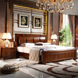 简约全实木床1.5m橡木大床1.8米木质双人床高箱储物现代中式婚床