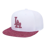 MLB正品代购LA道奇队平檐棒球帽女款镶钻嘻哈帽子白色出游旅行帽