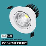 欧来德COB射灯3w5w12w20w30瓦开孔大功率LED全套铝材客厅天花筒灯