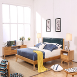 北欧日式1.5/1.8米纯实木白橡木双人床环保卧室家具欧式现代简约