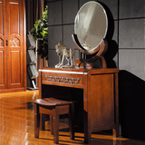 中式宜家梳妆台 全实木卧室家具 橡木化妆桌小户型储物柜 胡桃色