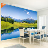 餐厅壁纸壁画4d立体客厅大型电视背景墙纸无缝定制墙布田园风景