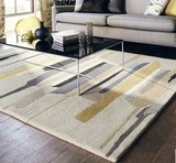 简约现代条纹宜家欧式手工晴纶地毯客厅茶几地毯卧室满铺地毯定制