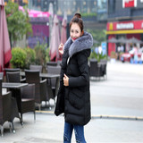 2015冬新款韩版宽松显瘦大毛领A字型羽绒服女中长款加厚大码外套