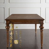 美式乡村复古仿古餐厅实木餐桌餐椅美式欧式长方形做旧水曲柳餐桌