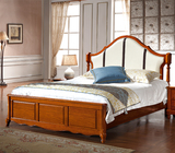 美式床全实木床1.8米双人婚床白色软靠橡木大床简约乡村卧室家具