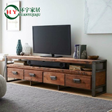 欧美式进口实木铁艺复古电视柜组合茶几斗柜带抽屉创意定制小户型