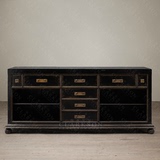 咖森 法式美式古典做旧实木电视餐边柜 抽屉书柜出口家具