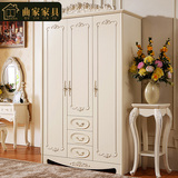 欧式衣柜实木卧室四门衣柜木质整体法式白色板式衣柜