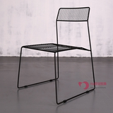 美式复古创意设计钢丝网格椅包豪斯极简金属餐椅设计师款原创椅子