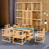 原木简约现代中式白木茶桌椅组合功夫实木质多功能仿古茶艺桌特价