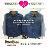 paw in paw韩国代购16春装男童装牛仔衬衣长袖衬衫ppya61102b