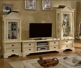 美式实木复古电视柜 塔柜法式地中海欧式客厅简约酒柜做旧可定制