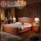 全实木床双人床1.8米 明清古典实木床家具橡木床仿古床中式实木床