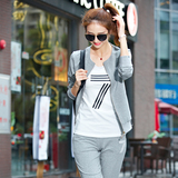 乔丹2016春季韩版女士休闲圆领运动服套装 时尚长袖女装卫衣三件