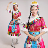 新款藏族舞蹈演出服女士藏族舞蹈服装少数民族舞蹈大摆裙yy-789