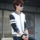 春季男士PU皮夹克 韩版修身型男青少年潮男皮衣学生立领薄款外套