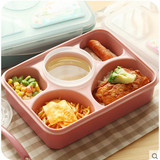 可爱小学生分格塑料饭盒日本儿童卡通双层便当盒可微波炉餐盒