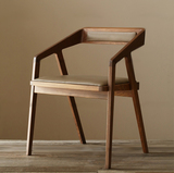 美式铁艺实木餐桌椅 复古实木办公椅电脑椅餐椅 休闲椅皮椅办公椅
