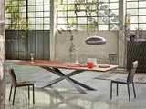 美式原木餐桌复古实木长条书桌设计师家具创意长方桌餐桌铁艺简约
