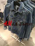 H&M HM 女装专柜正品代购 2月 水洗做旧修身夹克牛仔外套 075485