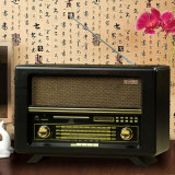 包邮蓝牙版唐典R065台式复古收音机全波段仿古木质插卡收音机音响